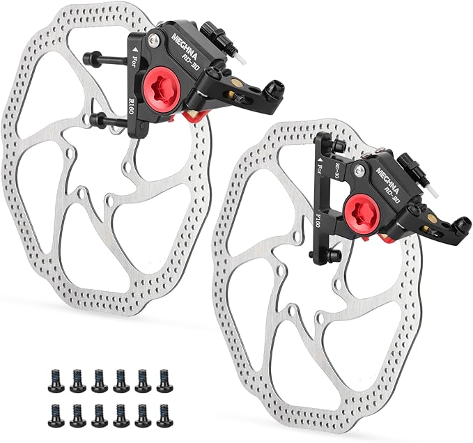 MEGHNA Hydraulic Disc Brake Set for Road Bike with 6 Bolts Brake Rotors and Brake Pads Lightweight Aluminum Line Pulling Hydraulic Brake Suitable for Racing Commuting Long Trip