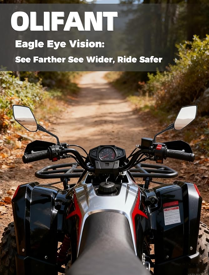 Motorcycle Mirrors Side Rearview Mirror for ATV Scooter Moped Cruiser 8mm/10mm Adapters&7/8" Handlebar Mount,for Polaris Sportsman Yamaha Grizzly Honda Rincon Arctic Cat