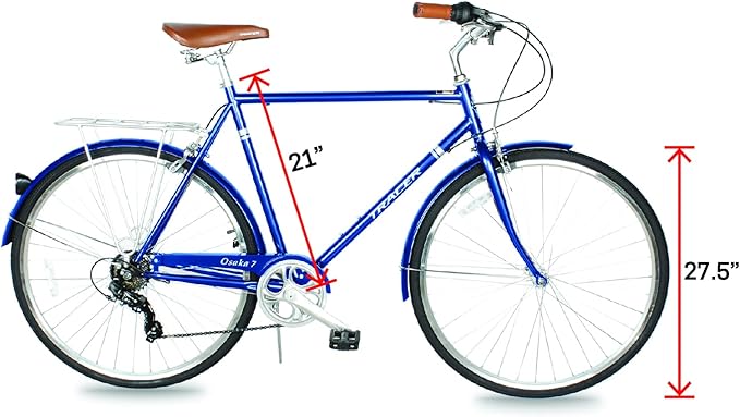 Tracer Osaka Hybrid Bikes, Steel Frame, Shimano Nexus Inter 3/7 Speed, Brown Seat Brown Grips, Road Bike, City Bike, Multiple Colors