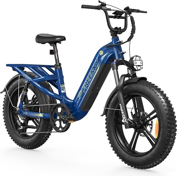 FREESKY 2500W Electric Bike for Adults,105 Miles 48V 25Ah Samsung Cells Battery Step-Thru E Bike, 33MPH Hydraulic Brakes Fat Tire EBike, 20" Full Suspension for Cargo Bicycles UL2849 Certified by TÜV
