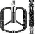 SYACHI Bike Pedals, Mountain Bike Pedals with Non-Slip Pins, 9/16 Inch Aluminum Alloy Bicycle Pedals for MTB Road BMX Bikes - Wide Paltform & Lightweight, Black