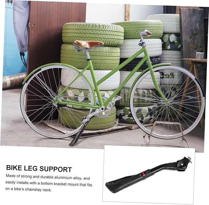 BESPORTBLE Adjustable Aluminum Alloy Bike Kickstand Folding Bicycle Support Stand for Mountain and Road Bikes Non-Slip Foot Brace Suitable for Adult Riders