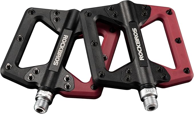 ROCKBROS Mountain Bike Pedals Flat MTB Pedals Non-Slip Lightweight Nylon Fiber Bicycle Platform Pedals for BMX MTB 9/16"