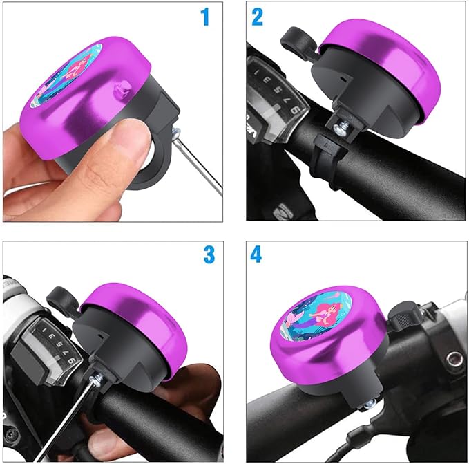 MZELQ Bicycle Bell Cute Clear Sound Adjustable Size Aluminum Bike Accessories Bell Ring for Girls Women Kids Adults