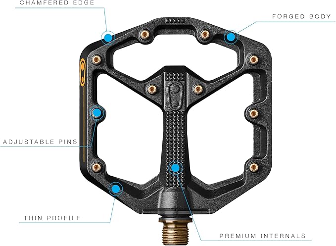Crankbrothers Stamp Flat MTB Pedals - Size-Specific, Lightweight, Versatile, Durable Bike Pedals