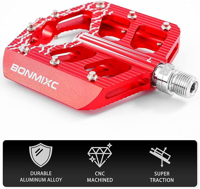 Bike Pedals 9/16 Mountain Bike Pedals Non-Slip Aluminum Alloy Large Platform Sealed Bearing Flat Road Bicycle Pedals