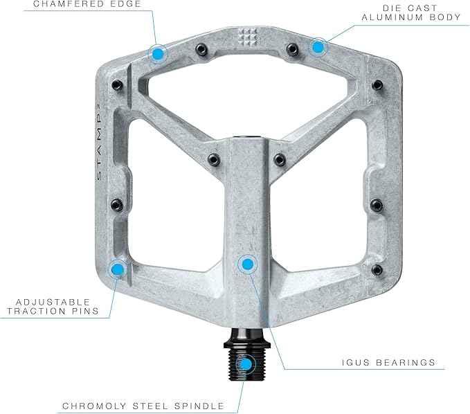 Crankbrothers Stamp Flat MTB Pedals - Size-Specific, Lightweight, Versatile, Durable Bike Pedals