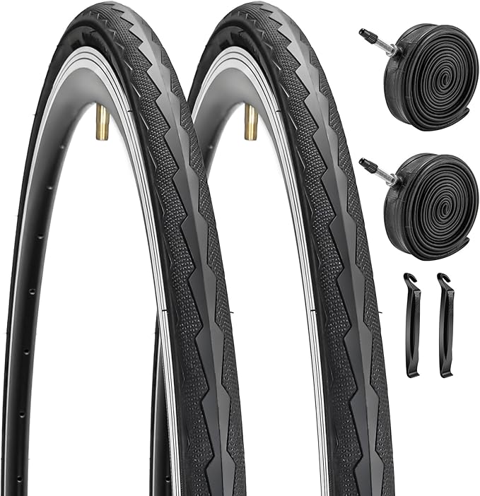 1 or 2 Pack 700X23C/25C/28C/35C Road Bike Tires with or Without 2 Inner Tubes Presta Valve and 2 levers for City Commuter Road Pavement Garden Trail Bike Tires