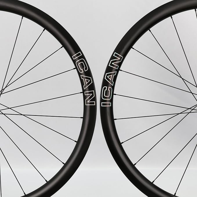 ICAN FL 38/52 Max Carbon Disc Road Bike Wheelset 700C with 36T Ratchet System Hub 21mm Inner Width Clincher Tubeless Compatible