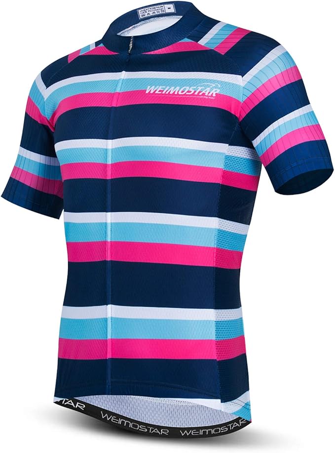 Cycling Jersey Men USA Summer Bike Short Sleeve 3-Pockets Breathable Quick-Dry Shirt S-3XL