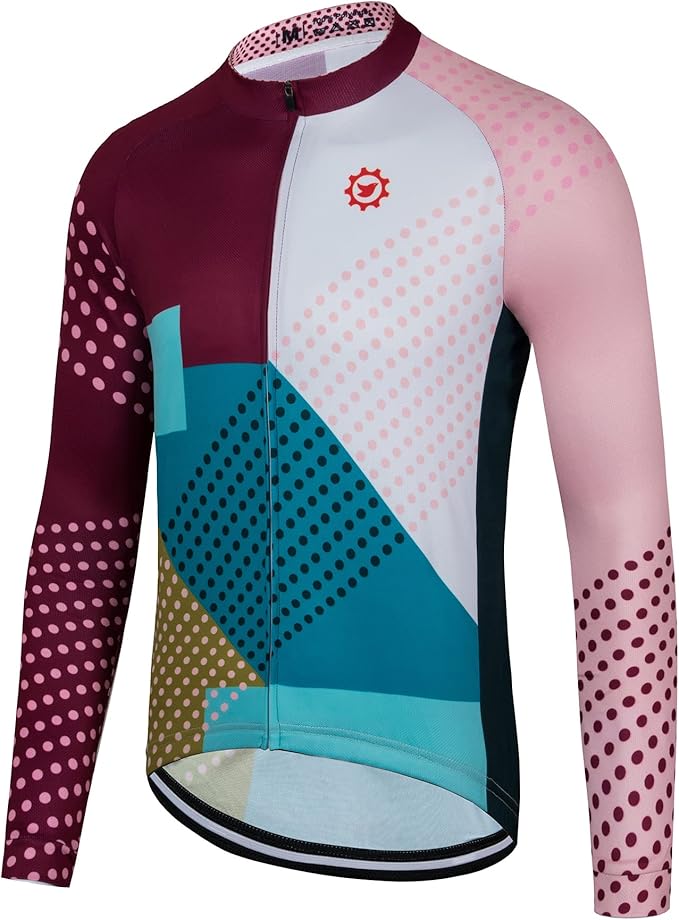 GCRFL Men's Cycling Jersey Long Sleeve Biking Shirt with 3+1 Zipper Pocket Breathable Quick Dry Bicycle Jersey