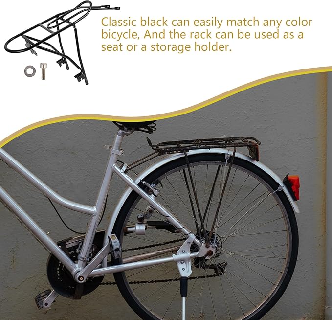 Aluminum Alloy 20-inch Folding Bicycle Rear Cargo Rack Black Compatible Brake Bike Backseat Rack for Folding Bikes and Commuter Cycling Storage