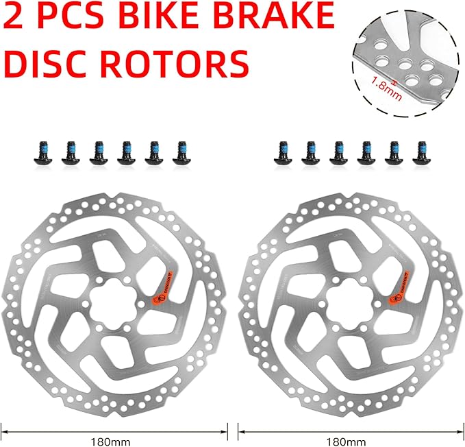 MT200 MTB Hydraulic Disc Brakes Set with RT26 180mm Rotors Left Front 800mm Right Rear 1550mm Mountain Bike Hydraulic Brake Mountain Bike Bicycle Disc Brake 2 Piston