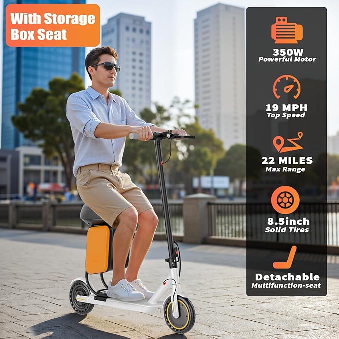8.5" E Scooter for Adults 19/22 MPH 350/500W Motor 187.2/288.6/441WH Battery, Motorized Scooter Up to 22 Miles Range, Foldable Bearing 265 LBS/APP Control