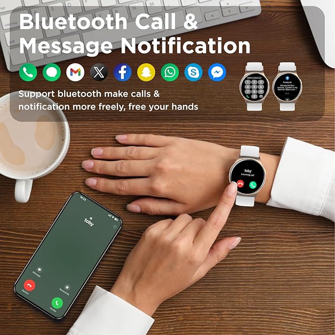 BENIO Smart Watch (Answer/Make Call), AI Watch Faces, 1.43" AMOLED with AOD, IP68 Waterproof Fitness Tracker, 24/7 Heart Rate/SpO2/Sleep Monitor/Stress, 110+ Sports Modes, Compatible Android & iOS