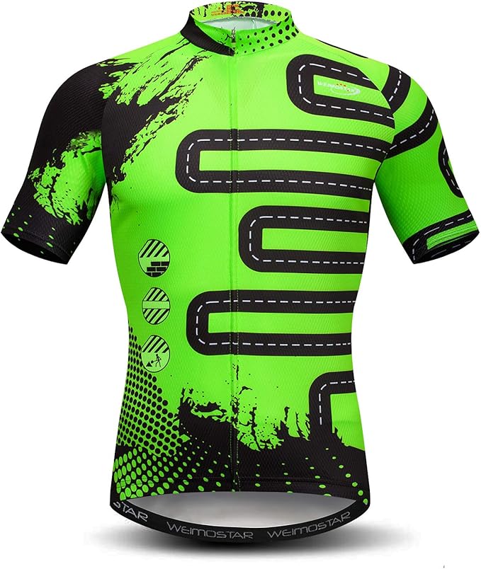 Weimostar Men's Cycling Jersey Short Sleeve Bike Clothing Multicolored Diamond