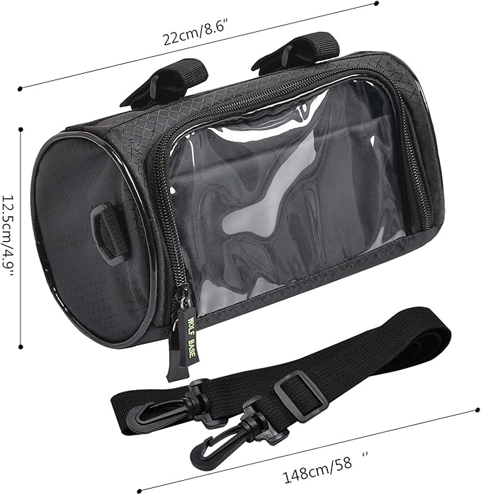 Bike Handlebar Bag, Waterproof Phone Cycling Mount Front Bags, Bicycle Storage Bag with Removable Shoulder Strap, 6 inch Transparent Pouch, Best Gift