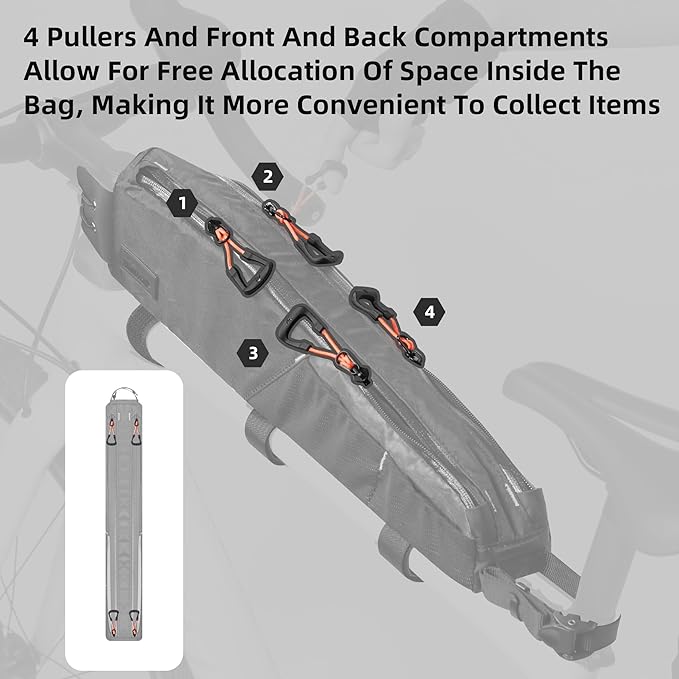Bike Top Tube Bag Bicycle Front Frame Bag 2.1L with Dual Side Mesh Pockets for MTB Road Bike Cycling Commuting and Outdoor Adventures
