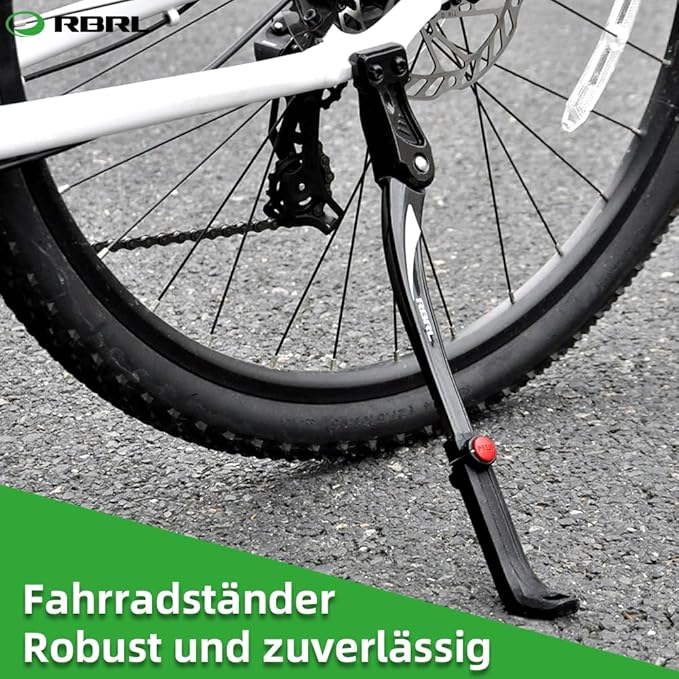 RBRL Bike Kickstand 18mm Hole Spacing, Bike Stand Aluminium Alloy Adjustable Bicycle Kickstand, Rear Side Bicycle Kick Stand for 24''-29'' Mountain Bike/Road Bike/BMX/MTB
