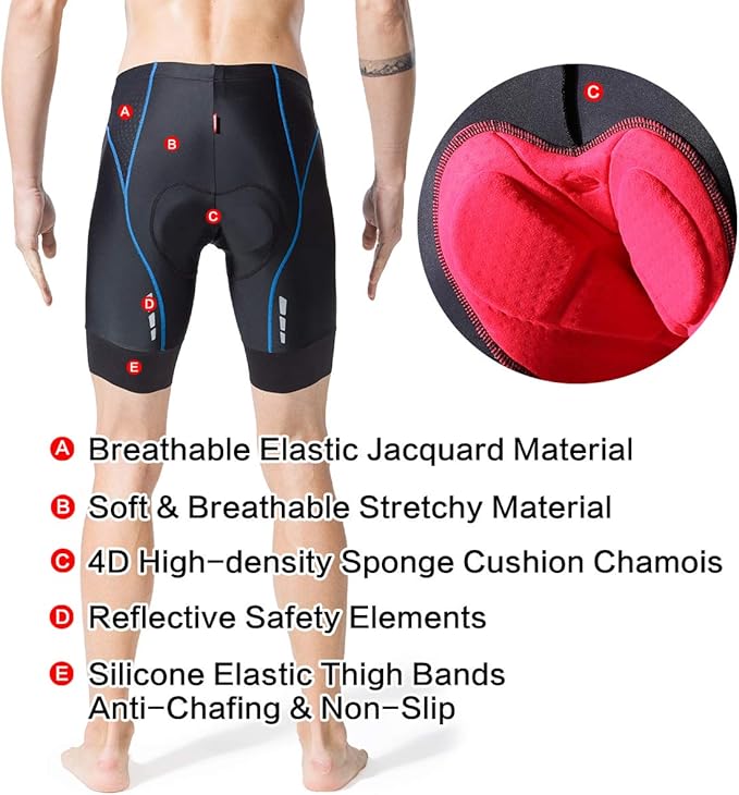 Souke Sports Men's Cycling Shorts Padded Bike Half Pants Bicycle Biking Tights