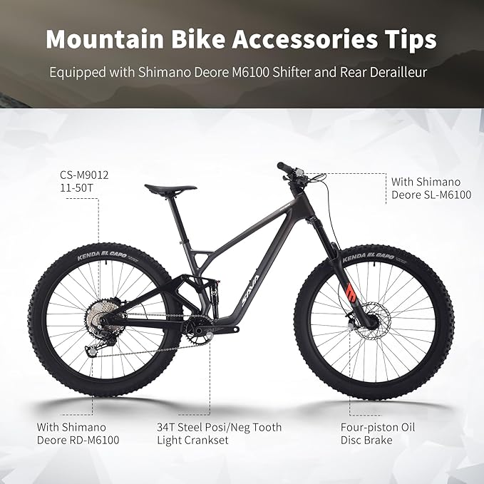 SAVADECK Carbon Fiber Soft Tail Mountain Bike All Terrain Suspension Off-Road Fox Front Fork and Adult Racing, Firepower Orange-M6100-12 Speed