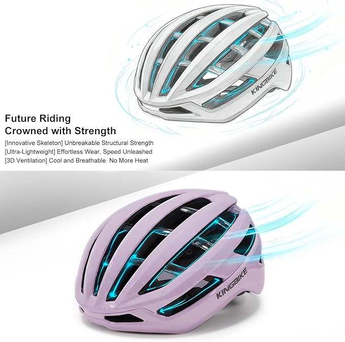KINGBIKE Bike Helmet for Adult Men Women Youth Road Commute Mountain Cycling Helmets with Replaceable Padding Lightweight 2 Sizes 20.4"-24"(52-61cm)
