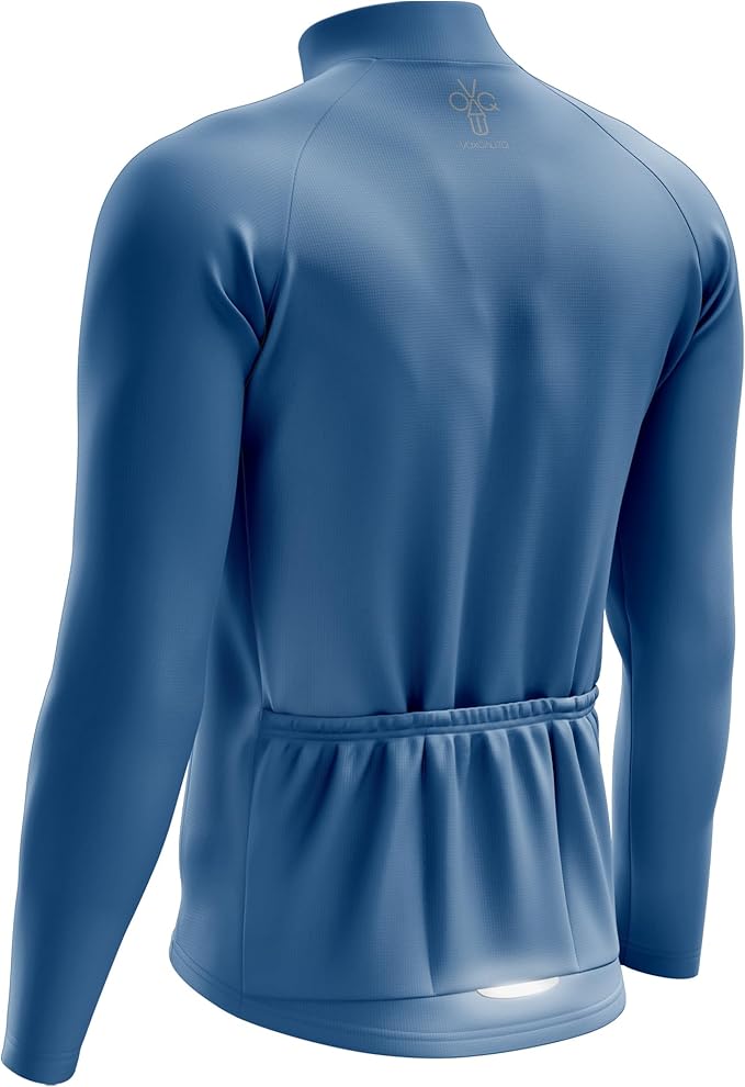 Men's Cycling Jersey Moisture Wicking Long Sleeve Full Zip Bike Road Riding Biking Shirts+ Cycling Glasses
