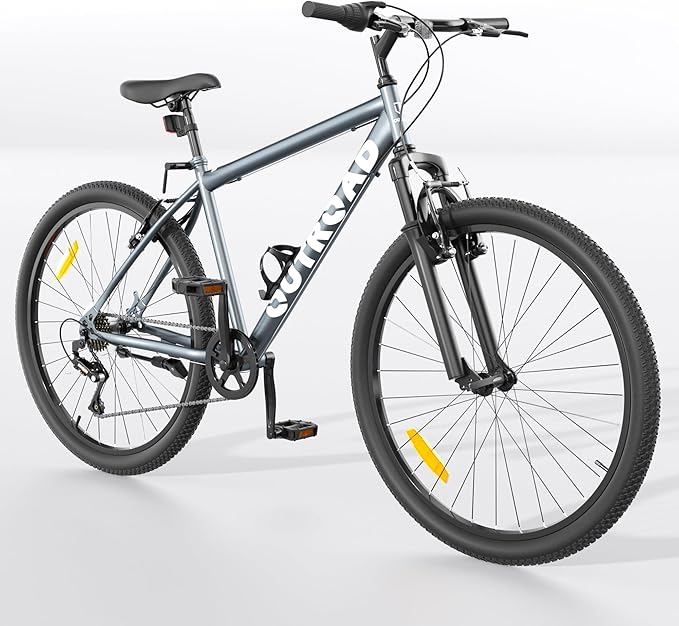 26 inch 7-Speed Commuter Bicycle,Hybrid Bicycle,Men's Cruiser Bike/Mountain Bike V Brake,Metal Frame, Adult Bike (Black, White, Blue, Green, Purple, Pink)