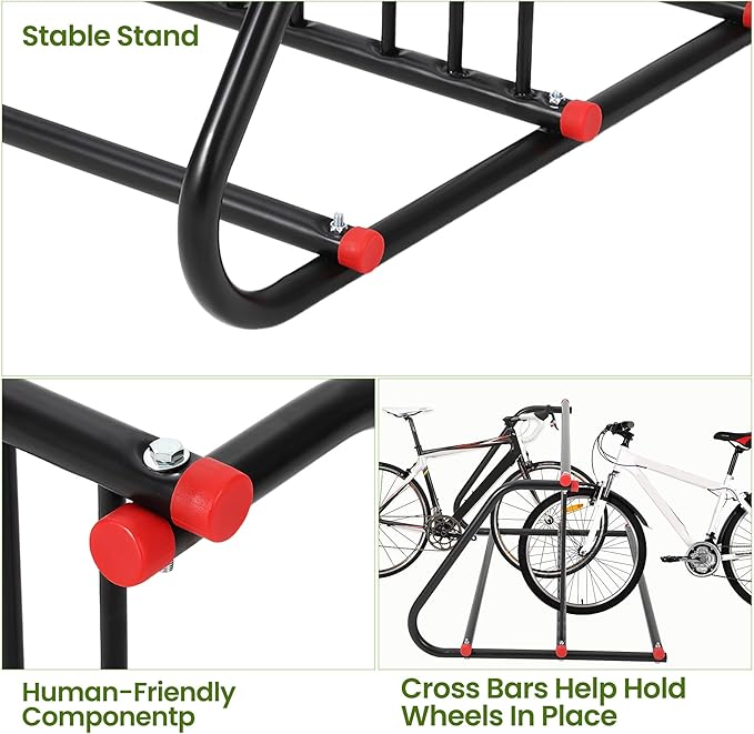 Commercial Grid Bike Rack, Double Sided Bike Rack Stand Ground, 10-Bike Capacity Bicycle Storage Stand, Power Coated Steel Floor Parking Stand for Garages, Stores, Schools and Universities