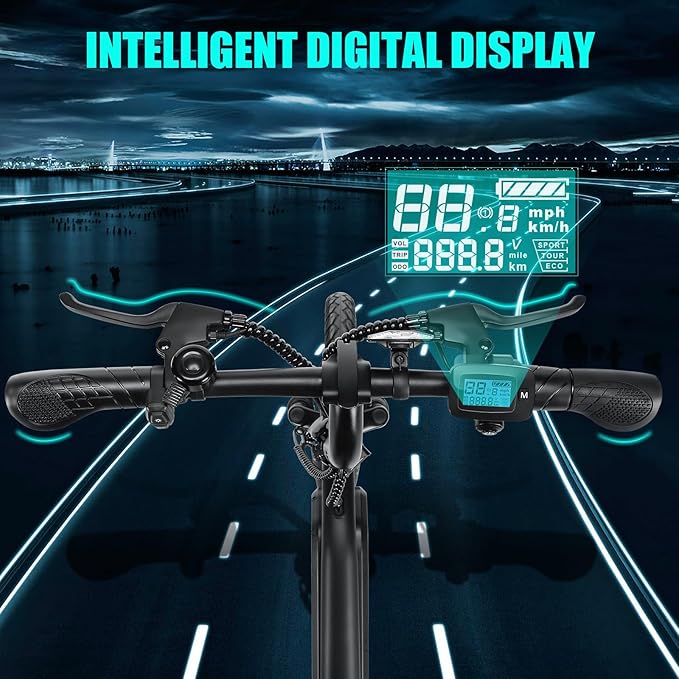 ANCHEER Folding Electric Bike for Adults, 374Wh Ebike, 20MPH Electric Bikes, 14" Foldable Electric Bicycle, 20-50 Miles Electric Bikes, E Bike, LCD Display, Dual Suspension, UL2849 Compliant