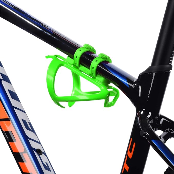 ZONKIE Bicycle Bottle Cages, Plastic Bike Bottle Holder with Cage Mounting Base (Green)