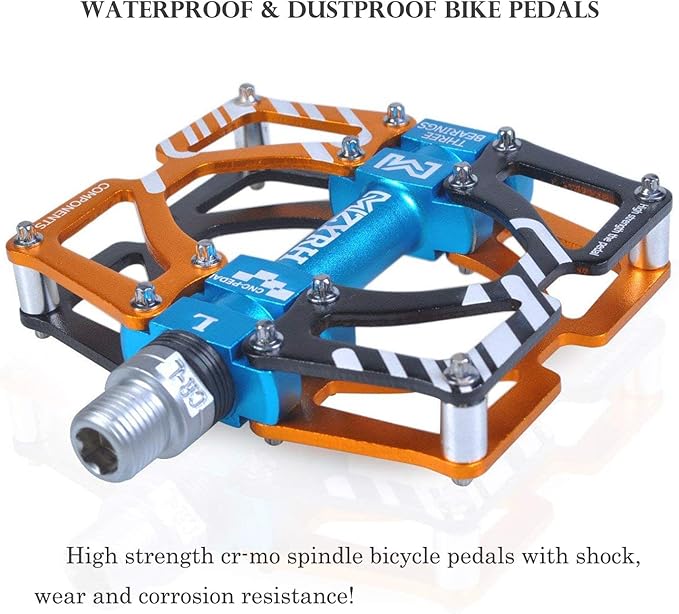 ThinkTop Aluminum Alloy Mountain Bike Pedals Axle 9/16 3 Bearing Platform Pedals Flat Sealed Ever Lubricate Bearing for Road BMX MTB Bicycle Cycling