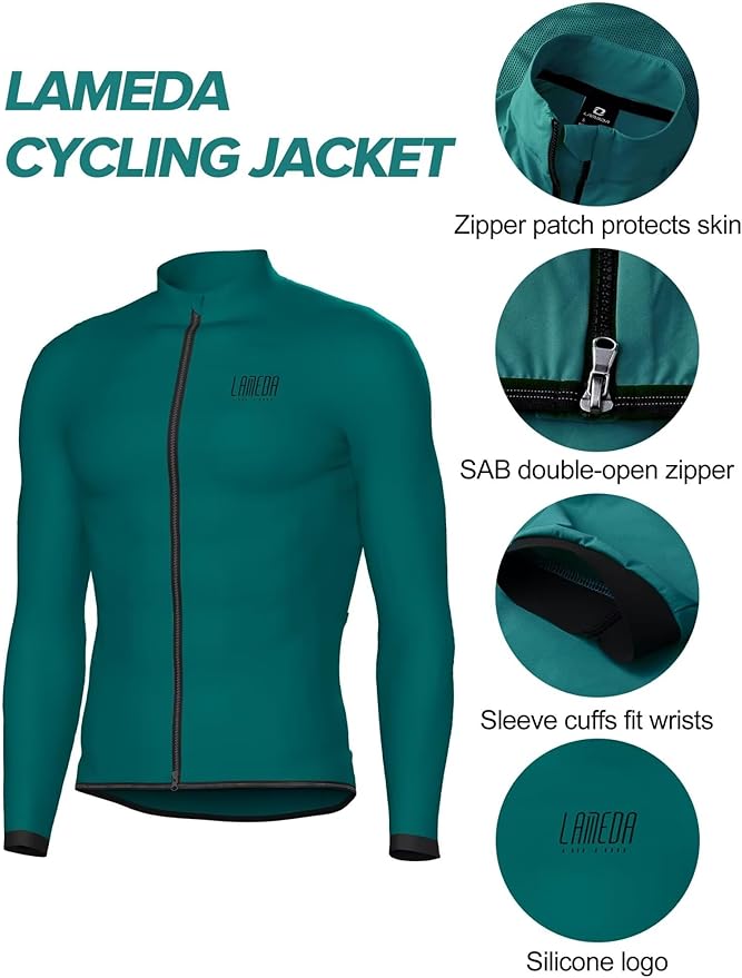 LAMEDA Cycling Jacket for Men Women, Windproof Lightweight Packable Cycling Windbreaker Bicycle Clothing Jacket