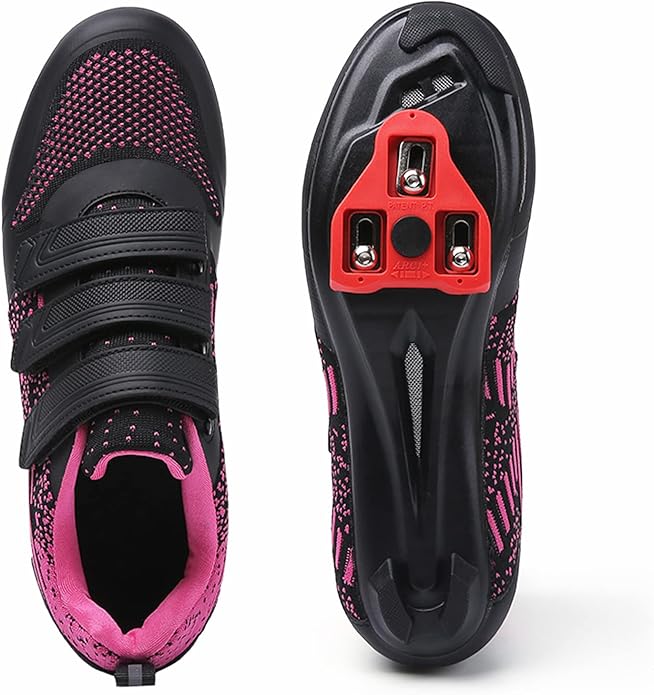 Unisex Road Bike Cycling Shoes Compatible with Peloton Shimano SPD Bike Riding Shoes for Men Women, 3 Straps, Pre-Installed Delta Cleats for Indoor Outdoor Cycling Biking