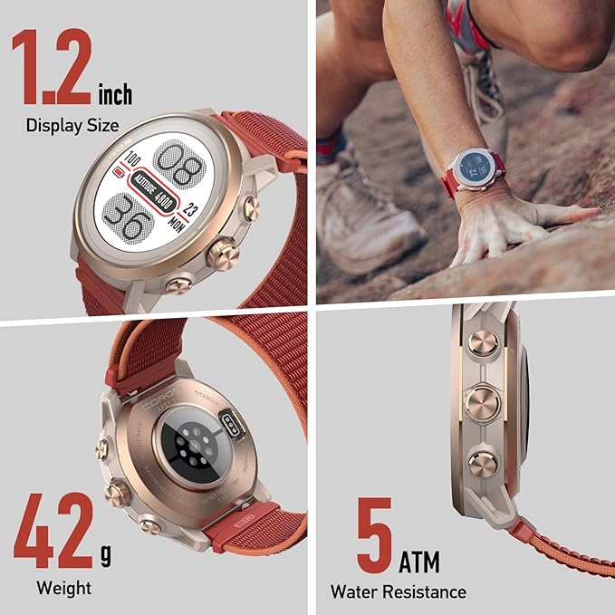 COROS APEX 2 Series Outdoor GPS Watch, 1.2" Sapphire Titanium, On-Wrist Navigation, Offline Maps, Heart Rate Monitor, Track Sleep, Running, Biking, Skiing, Climbing (APEX 2, Pink)