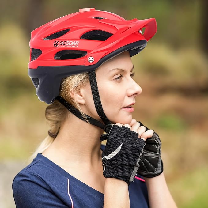 Mountain Bike Helmet,Adult Cycling Helmet with Camera Mount and Detachable Visor for Men Women Youth,Suggested Fit 55-61 Cm