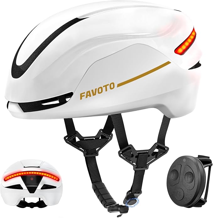 Favoto Smart Bike Helmet with Light – Dual Shell CPSC Certified Ebike Helmet with Turn Signals for Road Cycling City Commuting