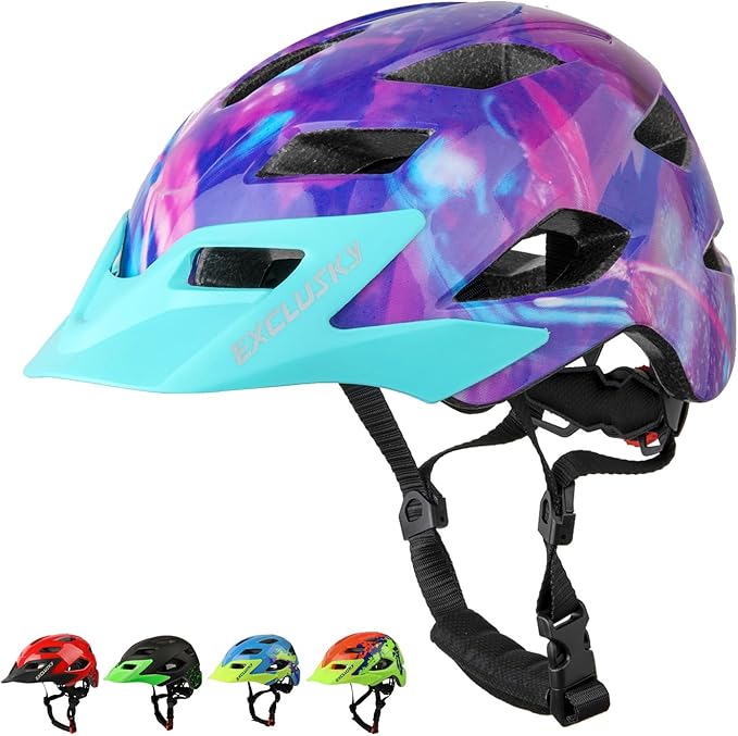 Kids Helmet, Exclusky Kids Bike Helmet Adjustable Safety Lightweight Children Bicycle Helmet for Kids Skating Cycling Scooter Boys and Girls Bicycle Helmets Ages 5-8-14