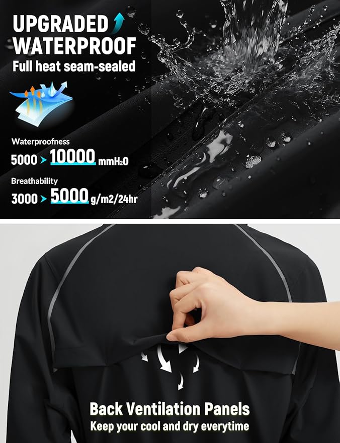 baleaf Women's Rain Jackets Waterproof Windbreaker Packable Lightweight Cycling Running Jacket Hiking Gear Reflective Hooded