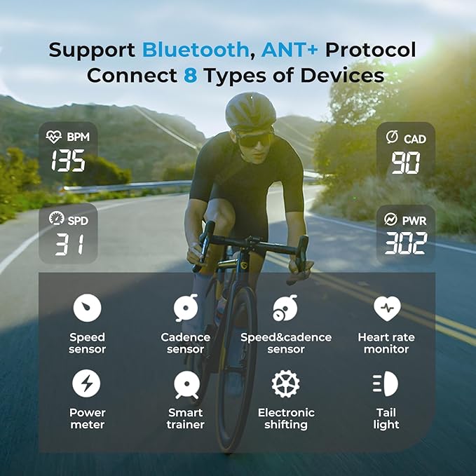 GEOID CC600 Color Screen Bike/Cycling Computer Wireless - Route Navigation with Re-Route Planing, WiFi & Bluetooth, Fast 5s GPS Positioning, with CS600 Cadence/Speed Sensor for Cycling