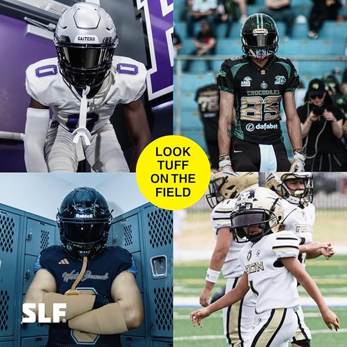 SLEEFS Clear Football Visor for Helmet - Professional Football Visor - Face & Eye Shield - Fits Youth & Adult Helmets - Includes Quick Visor Clips for Easy Installation