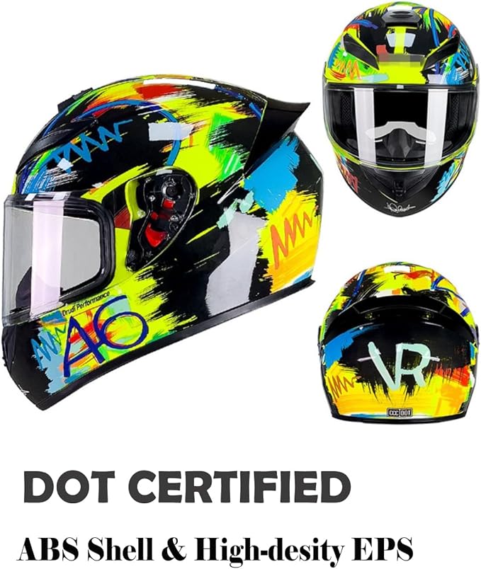 Full Face Motorcycle Helmet Racing Motocross Helmets with Pinlock Compatible Clear&Tinted Visors DOT Model Approved Street Bike Helmet