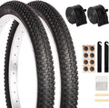 2 Pack 20" x 1.95" Mountain Bike Tire Set, 20 inch Folding Replacement Puncture-Resistant Bicycle Tires with 20 x 1.75-2.125 inch Bike Inner Tubes and Repair Tool Kit for Mountain Bike, Off-Road Bike