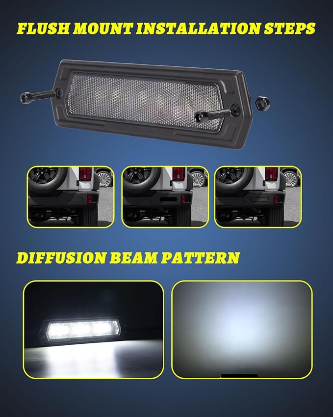 YCHOW-TECH Flush Mount LED Pods 2PCS 7 Inch 120W CREE LED Diffusion Beam Backup Reverse Light Offroad Driving Lights LED Bumper Light Bars with Wiring Harness Kit for Truck Pickup ATV UTV SUV