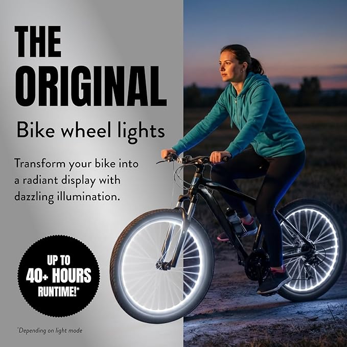 Activ Life 2-Tire Pack LED Bike Wheel Lights with Batteries Included, Get 100% Brighter and Visible from All Angles for Ultimate Safety and Style