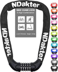 NDakter Bike Lock, 5 Digit Combination Heavy Duty Anti Theft Bicycle Chain Lock, 2.62/3.2/4.27/5/6Ft Long, High Security Resettable, Suitable for Bike, Scooter, Door, Gate, Fence-4/6mm Thick