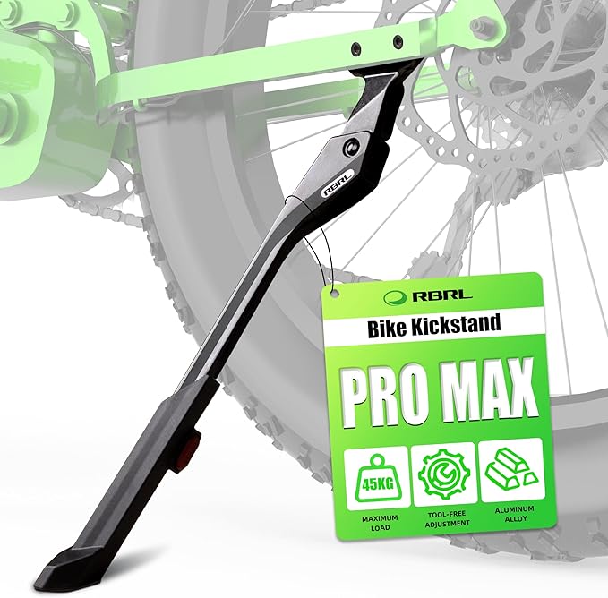 RBRL Bike Kickstand, 40 mm Hole Spacing Bike Stand, Aluminum Alloy Heavy Duty Load 100lbs, Non-Slip Bicycle Stand, Height Adjustable for 24-29 inch Mountain Bike, E-Bike