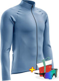 Men's Cycling Jersey Moisture Wicking Long Sleeve Full Zip Bike Road Riding Biking Shirts+ Cycling Glasses