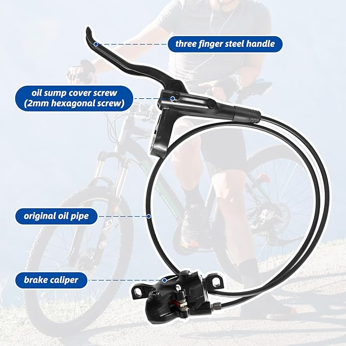 MT200 MTB Hydraulic Disc Brake Set, Left Front 800mm & Right Rear 1550mm, Mountain Bike Brakes Set for Mountain Bike, Road Bike, Fat Bike(2 Piston)