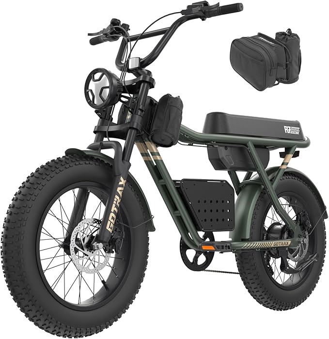 Gotrax R7 Electric Bike for Adults, 750W Motor, 25mph, Max 45-Mile Range, 20" Fat Tire, UL Certified, 48V Removable Battery, Oversized Padded Seat, Basket&Frame Bag, Easy Assembly for City&All-Terrain